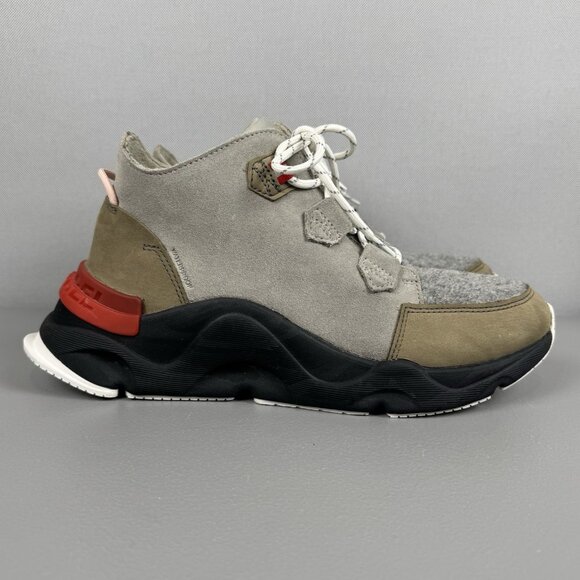 Sorel Kinetic Renegade Caribou Waterproof Shoes Ankle Boots Womens 10 Grey Green - Picture 1 of 9